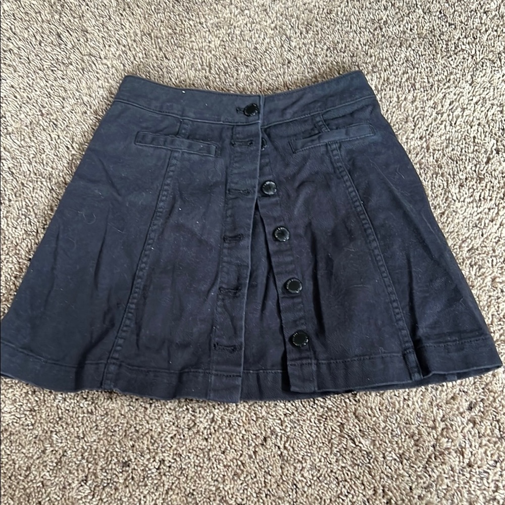 H&M Black Mini A-Line Pleated Skirt